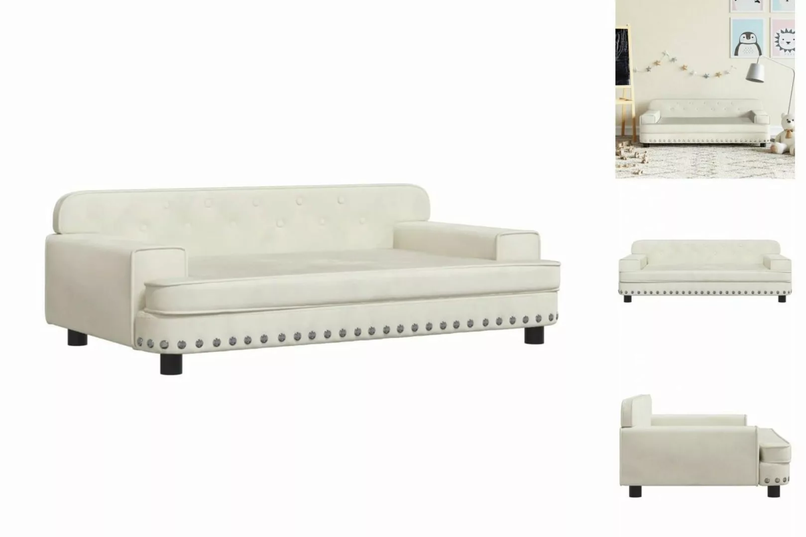 vidaXL Kindersofa Kindersofa Creme 90x53x30 cm Samt Kindercouch Kindermöbel günstig online kaufen