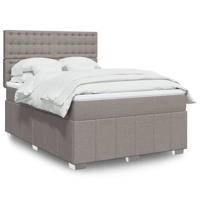 vidaXL Boxspringbett, Boxspringbett mit Matratze Taupe 140x200 cm Stoff günstig online kaufen