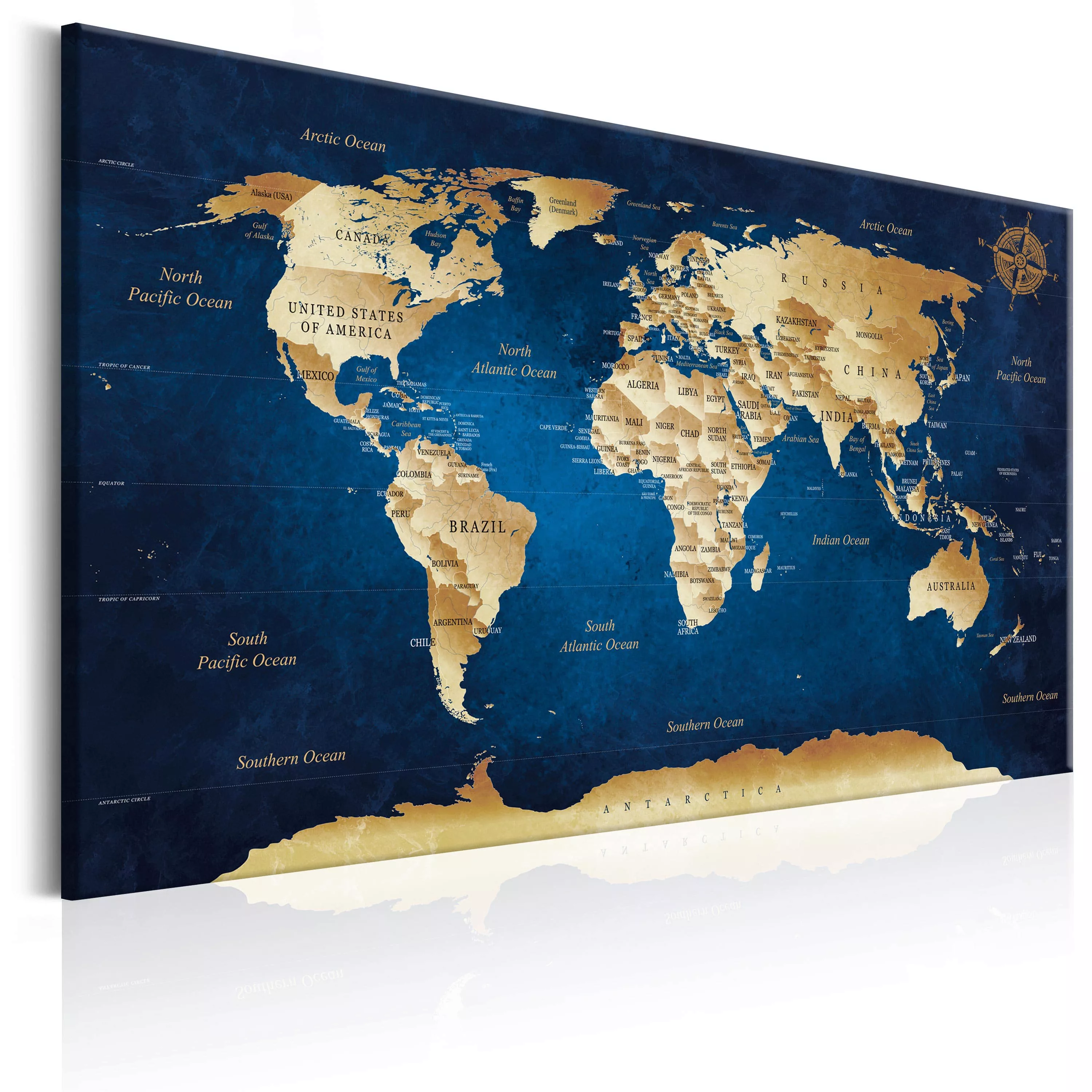 Wandbild - World Map: The Dark Blue Depths günstig online kaufen