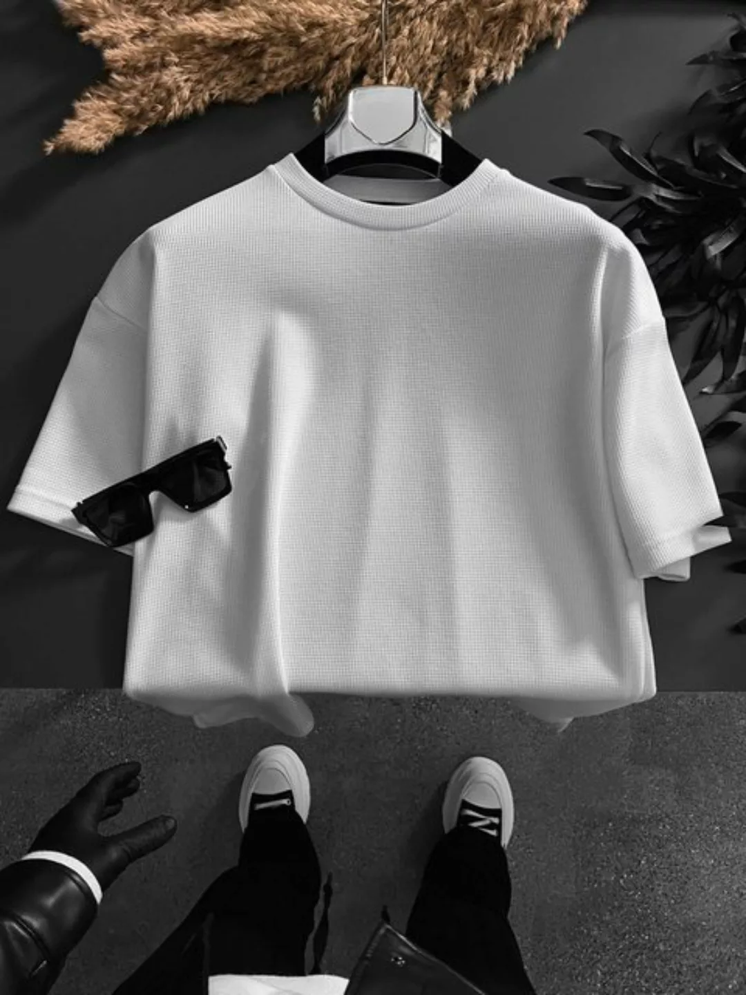 Abluka T-Shirt OVERSIZE LONG KNIT WAFFLE T-SHIRT ECRU günstig online kaufen