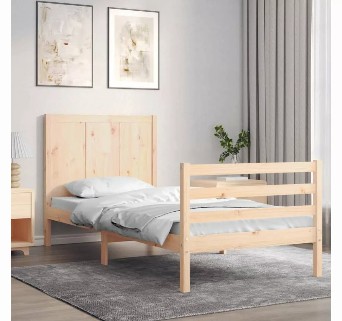 vidaXL Bett Massivholzbett mit Kopfteil 90x200 cm günstig online kaufen