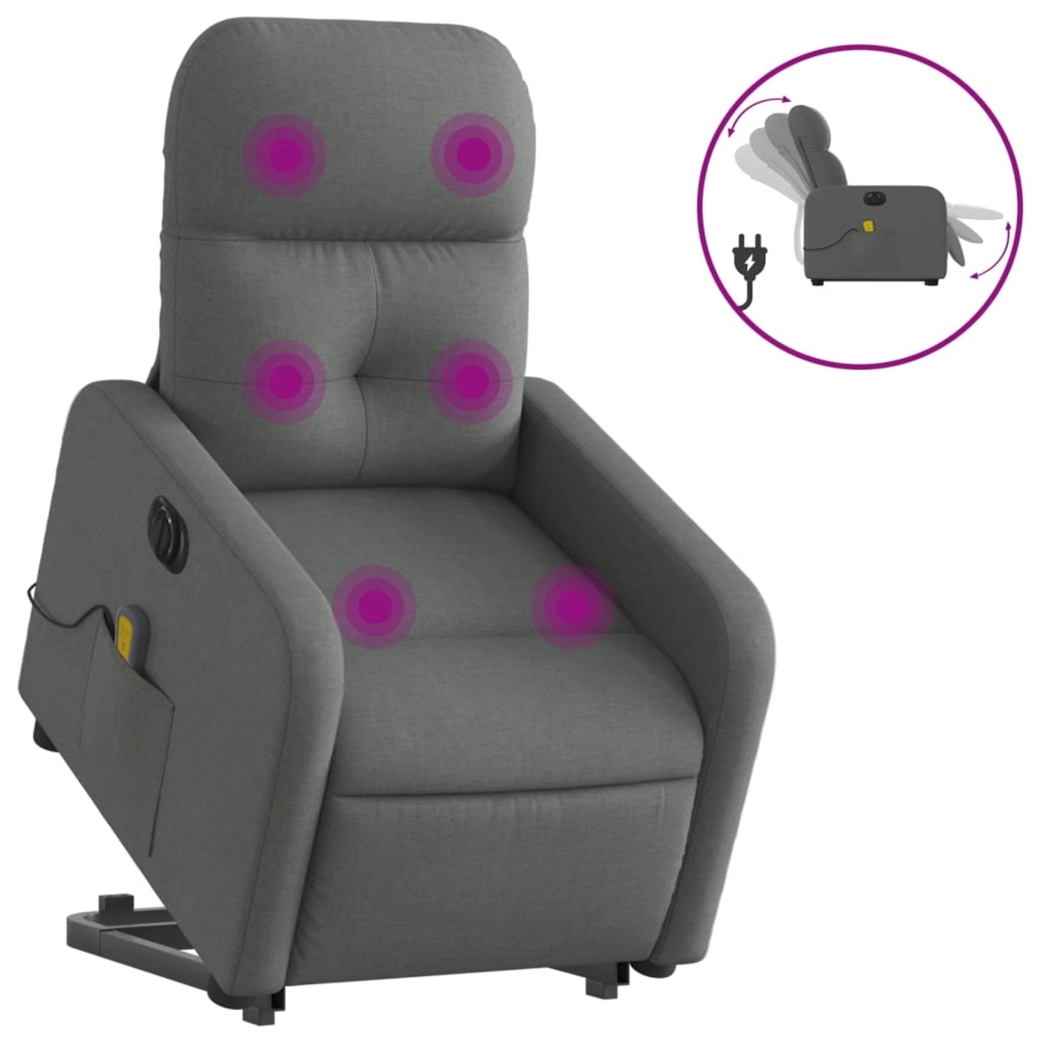 vidaXL Elektrischer Massagesessel mit Aufstehhilfe Dunkelgrau Stoff Modell günstig online kaufen