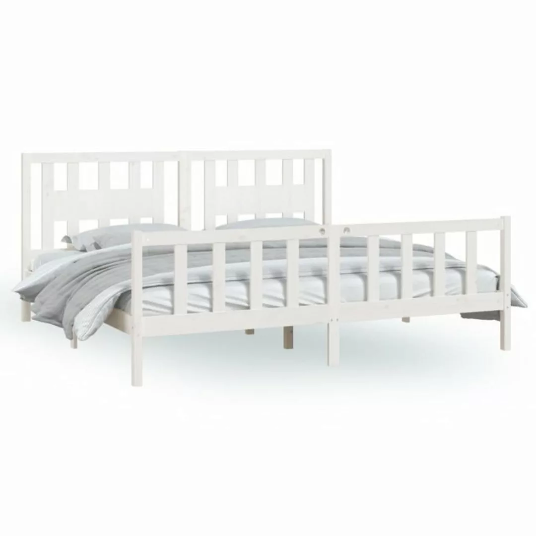 furnicato Bett Massivholzbett mit Kopfteil Weiß Kiefer 200x200 cm günstig online kaufen