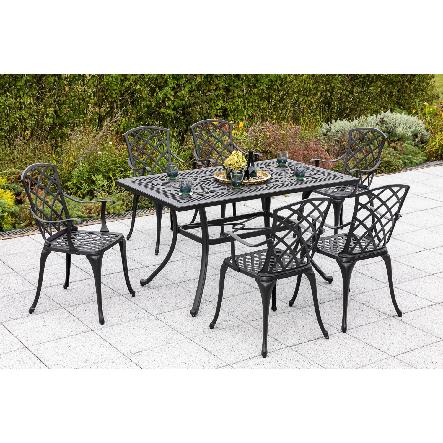 Merxx Rhodos Set 7-tlg. Gartentisch 140 x 80 cm günstig online kaufen
