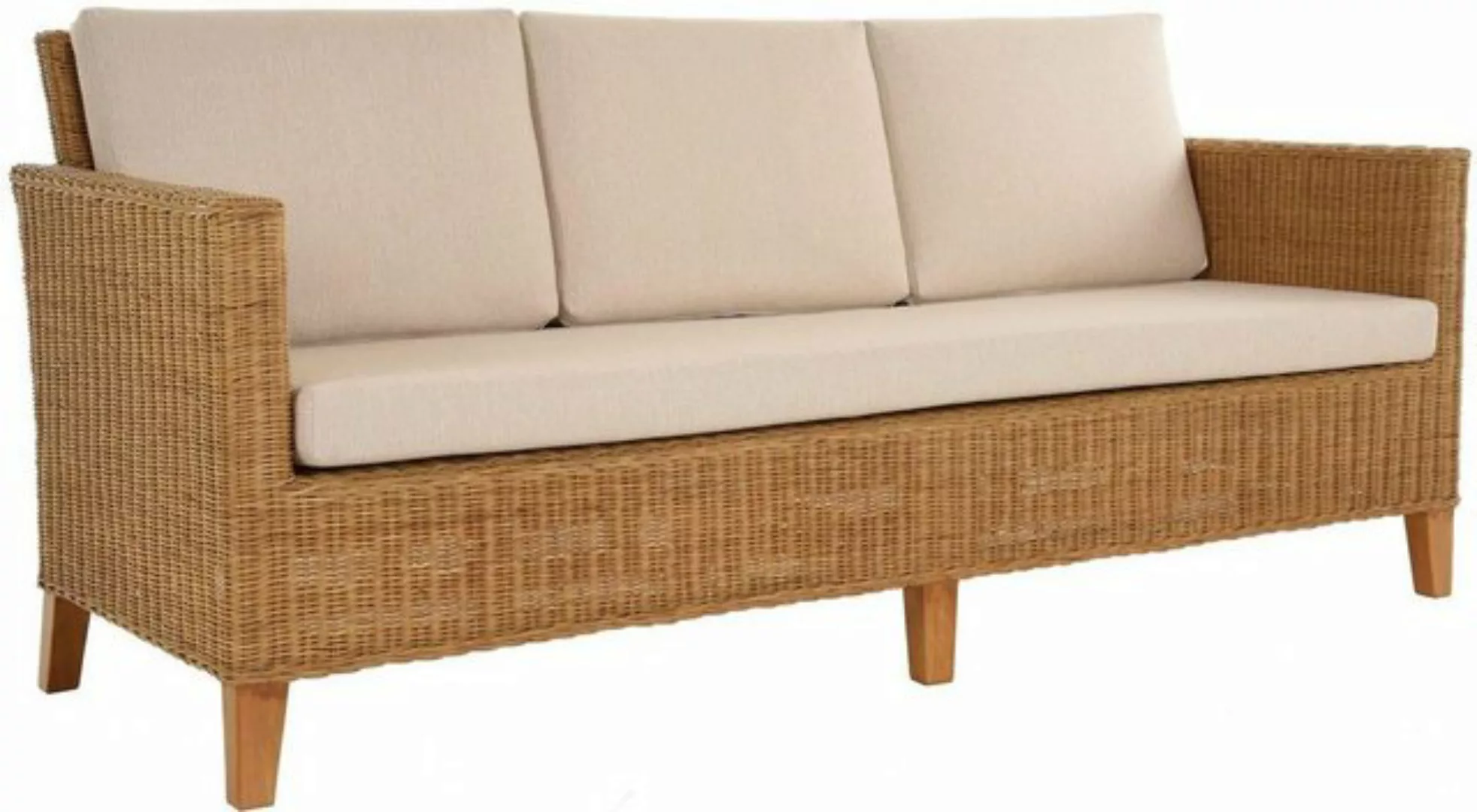 Krines Home Sofa Rattansofa 3-Sitzer Lounge Couch Wohnzimmer Rattan Sofa (H günstig online kaufen