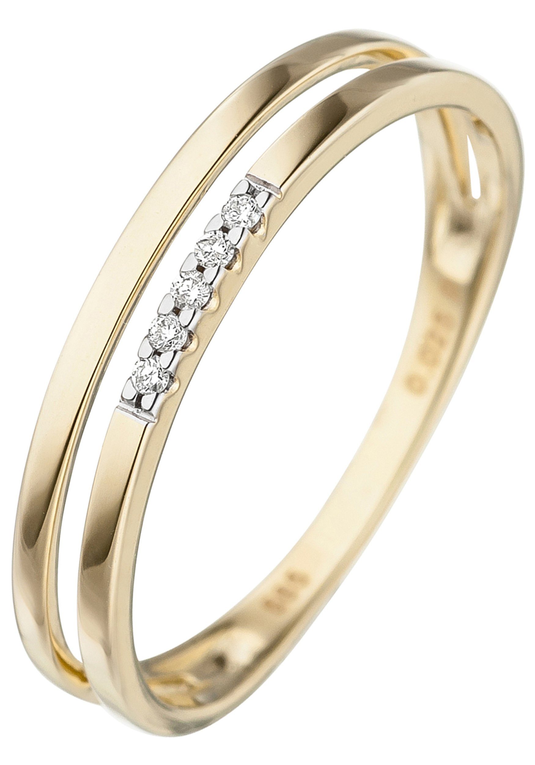 JOBO Diamantring, 585 Gold mit 5 günstig online kaufen