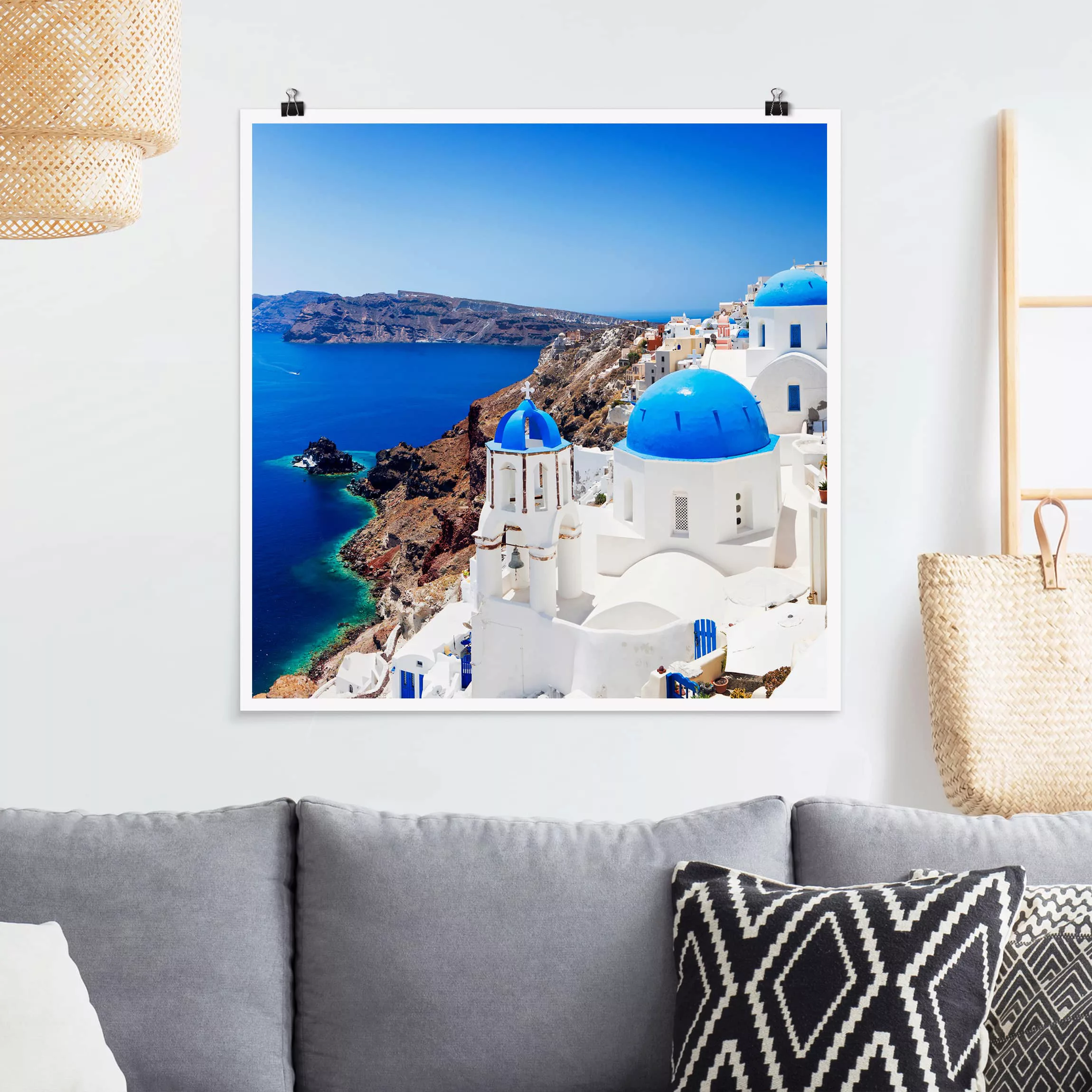 Poster Architektur & Skyline - Quadrat View Over Santorini günstig online kaufen
