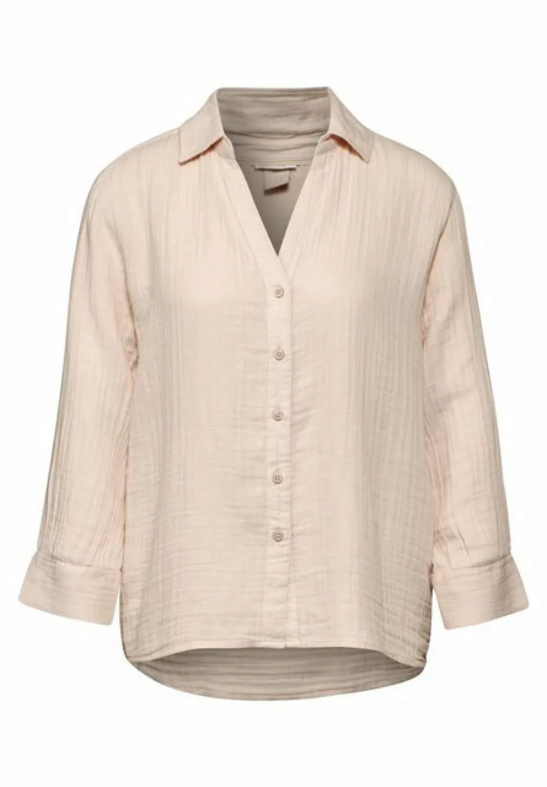 STREET ONE Blusenshirt LTD QR Muslin shirtcollar blou, smooth sand beige günstig online kaufen