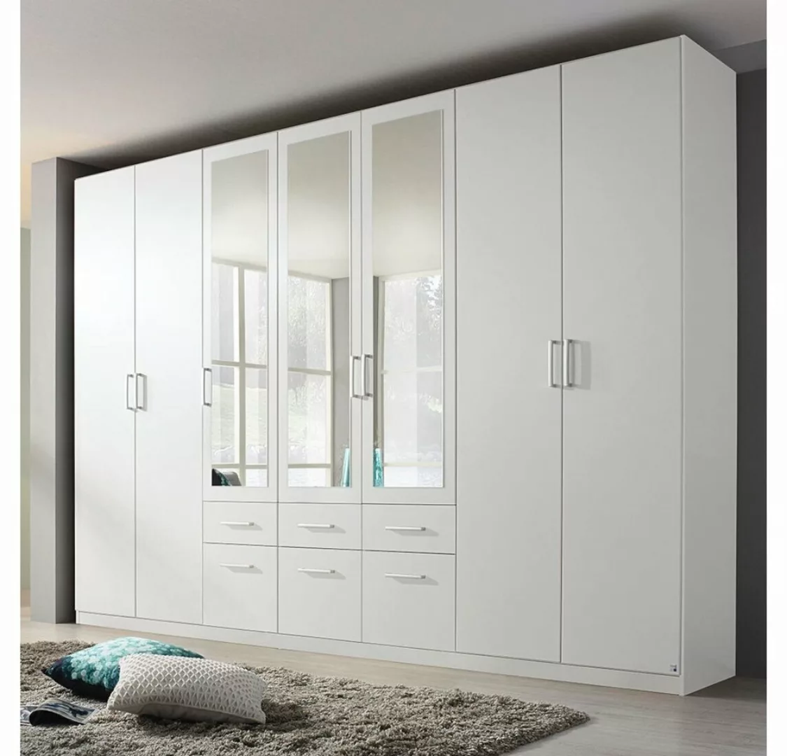 Kleiderschrank groß mit Spiegel und Schubladen BINGEN-EXTRA ORANGE Weiß / E günstig online kaufen