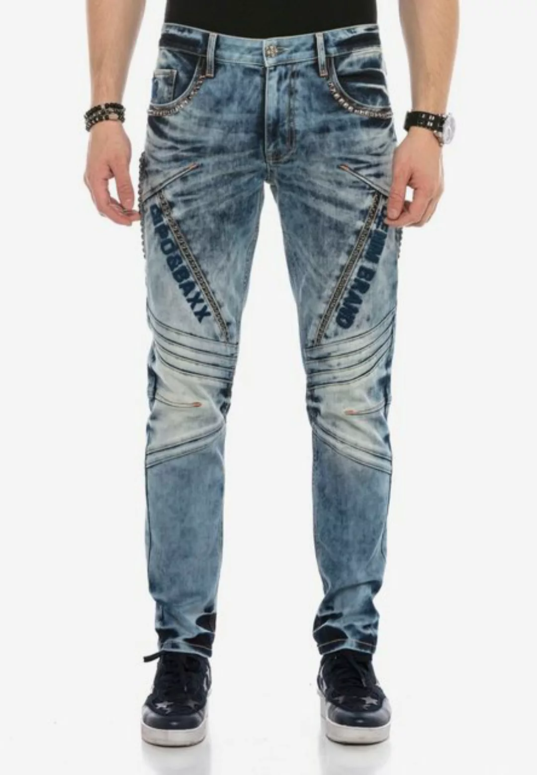 Cipo & Baxx Straight-Jeans im lässigen Biker-Look günstig online kaufen