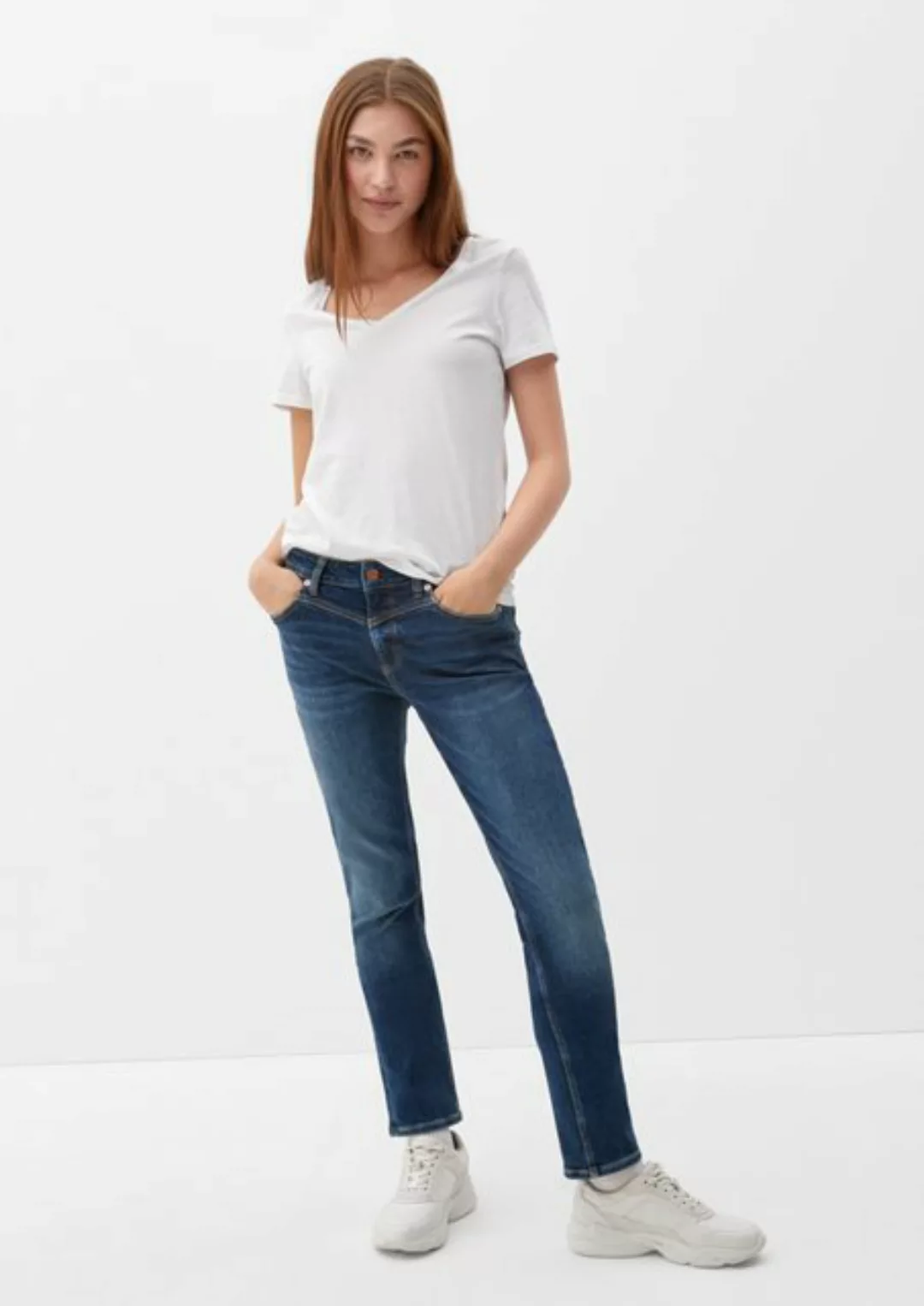 QS 5-Pocket-Jeans Jeans Catie / Slim Fit / Mid Rise / Slim Leg Waschung günstig online kaufen