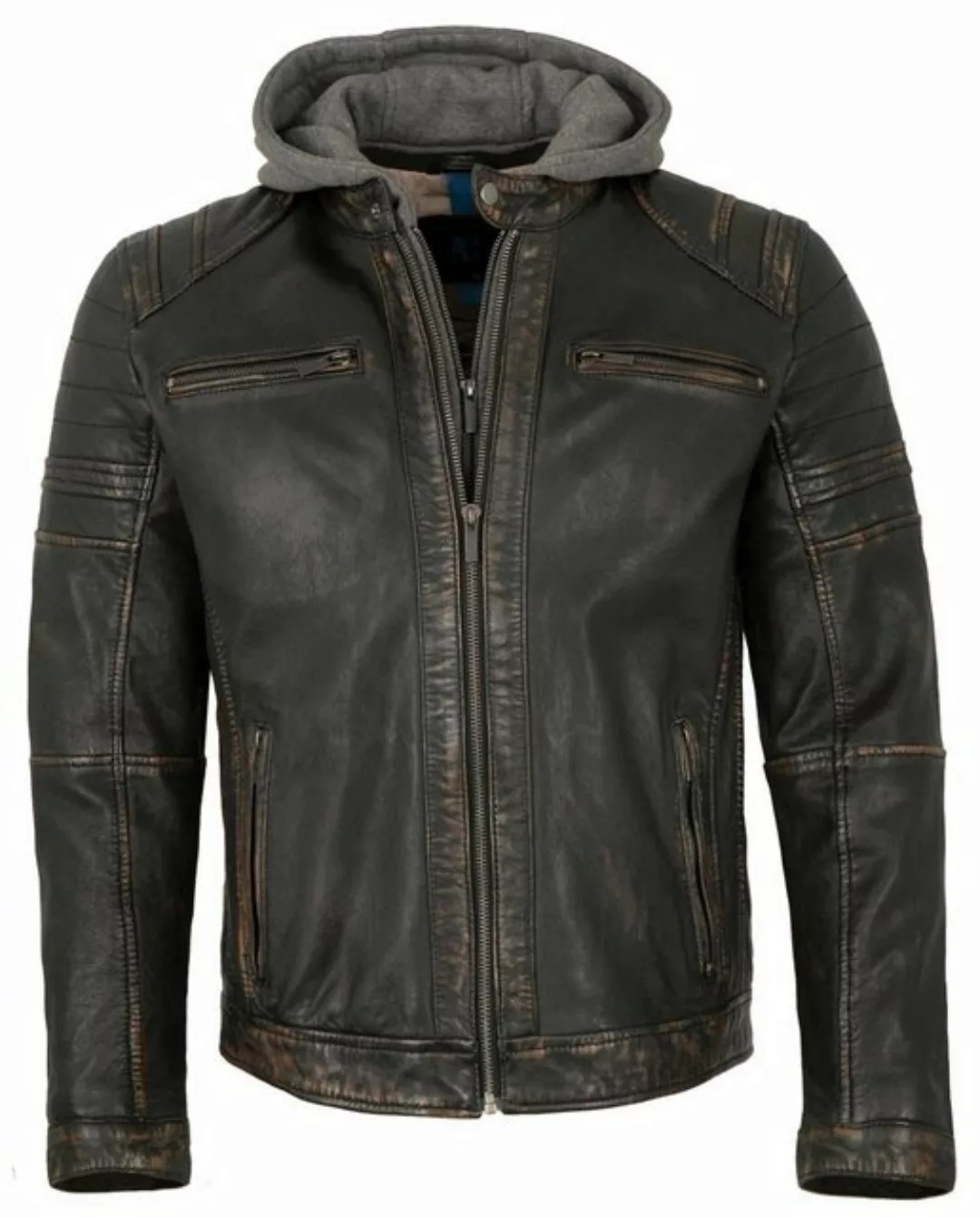 Lederjacken24 Lederjacke Zenon-1 Herren Lederjacke Lammnappa Bikerjacke Kap günstig online kaufen