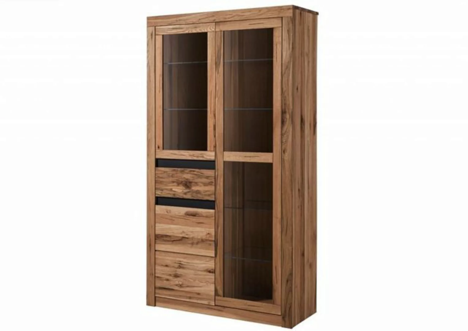 Massivmoebel24 Standvitrine (Vitrine Wild-/ Zerreiche 110x42x200 tabacco br günstig online kaufen