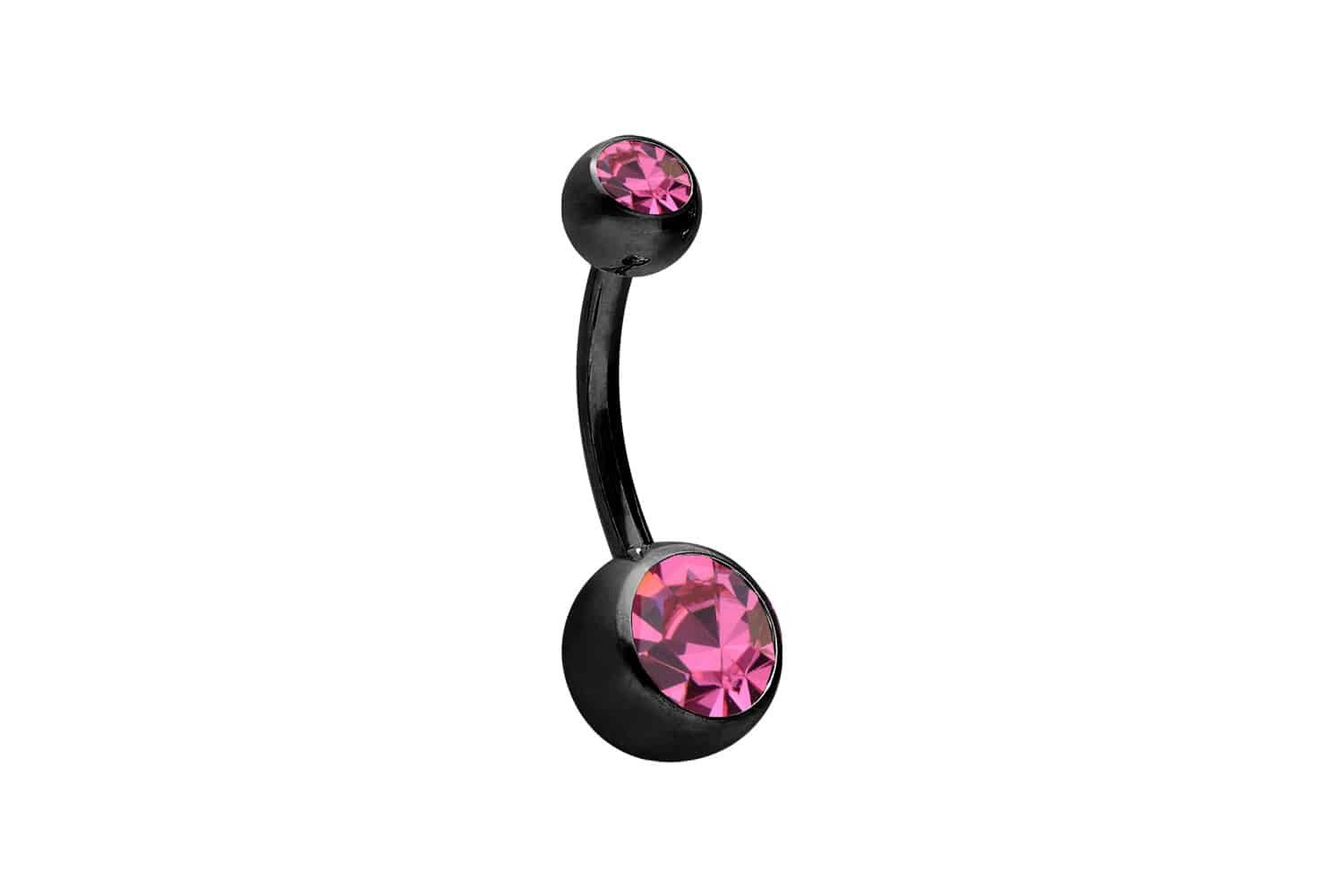 PIERCINGLINE Bauchnabelpiercing Chirurgenstahl Bananabell ZWEI KRISTALLE günstig online kaufen