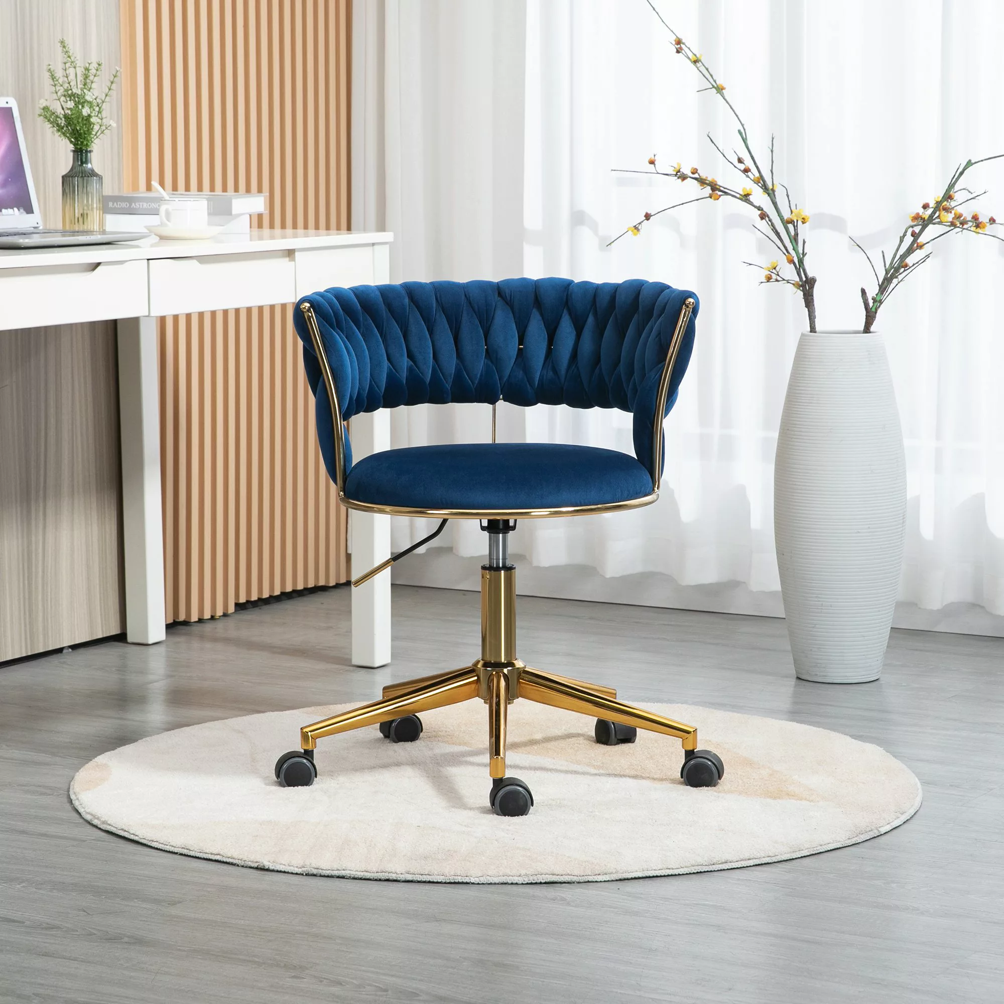 Design-Bürostuhl aus Samt, 360° drehbar, höhenverstellbar, bis 127 kg belas günstig online kaufen