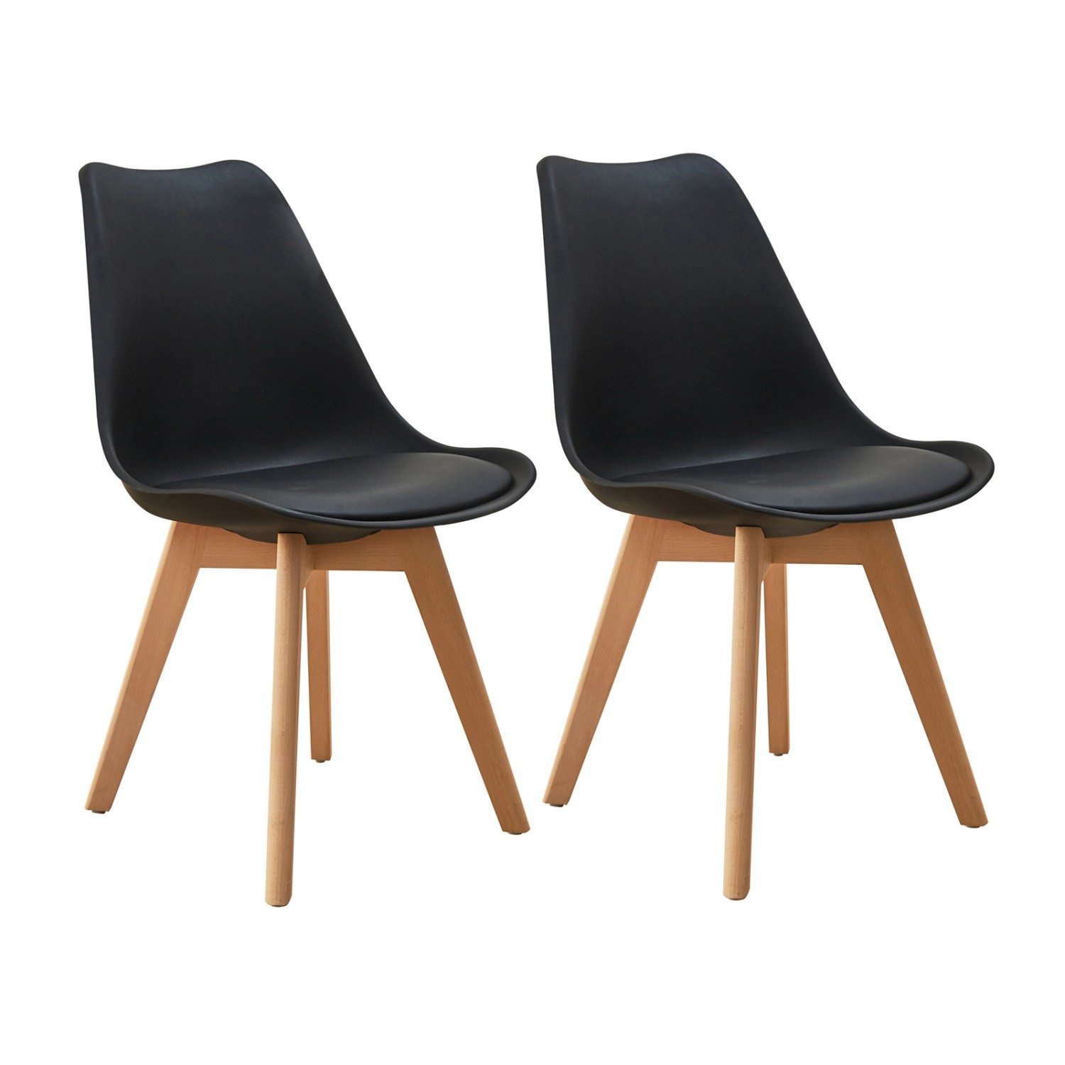Svita Mats 2er Set Esszimmerstühle Küchenstühle Holz Lehne Kunstleder Schwa günstig online kaufen