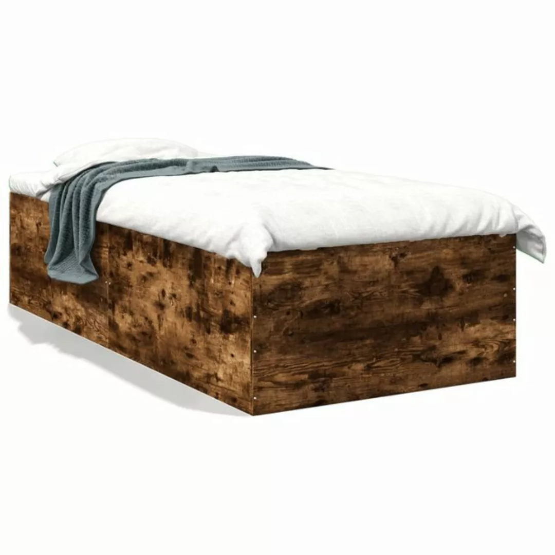 vidaXL Bett Bettgestell Räuchereiche 90x200 cm Holzwerkstoff günstig online kaufen