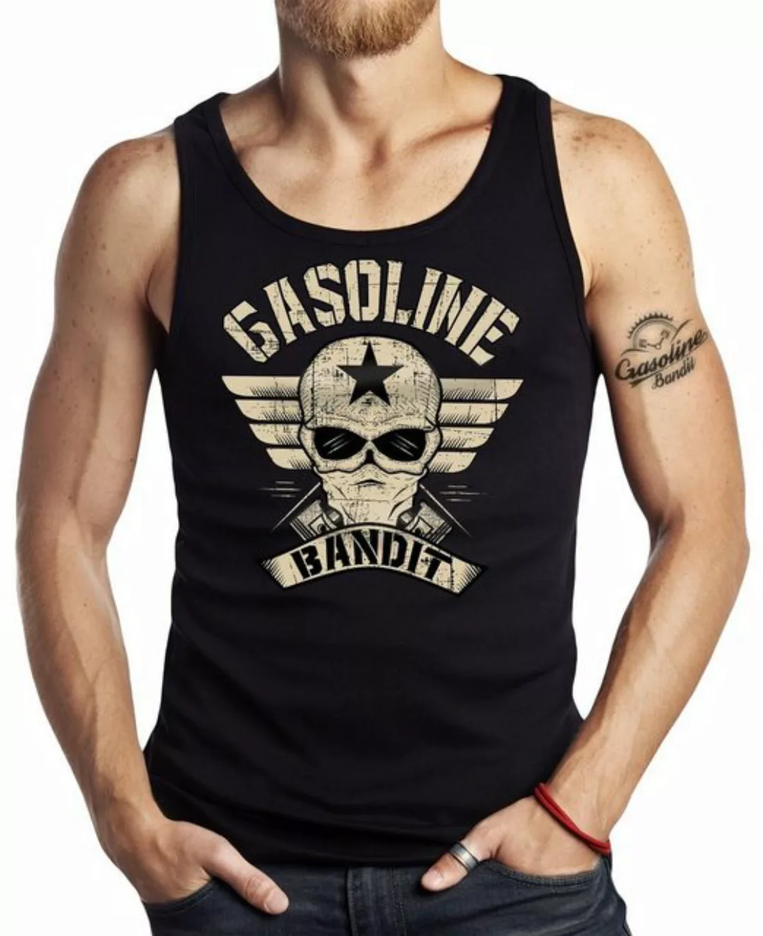 GASOLINE BANDIT® Tanktop für Hot-Rod Biker Racer Motorrad Fans: Wing Bandit günstig online kaufen