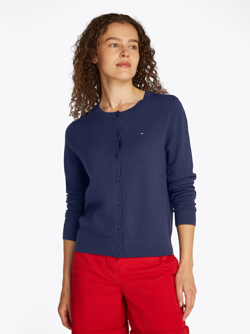 Tommy Hilfiger Cardigan "CO JERSEY STITCH CARDIGAN", mit Logostickerei günstig online kaufen