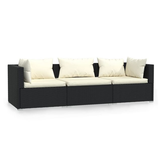 Vidaxl 3-sitzer-sofa Mit Kissen Schwarz Poly Rattan günstig online kaufen