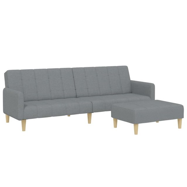 vidaXL Sofa Schlafsofa 2-Sitzer mit Fußhocker Hellgrau Stoff günstig online kaufen