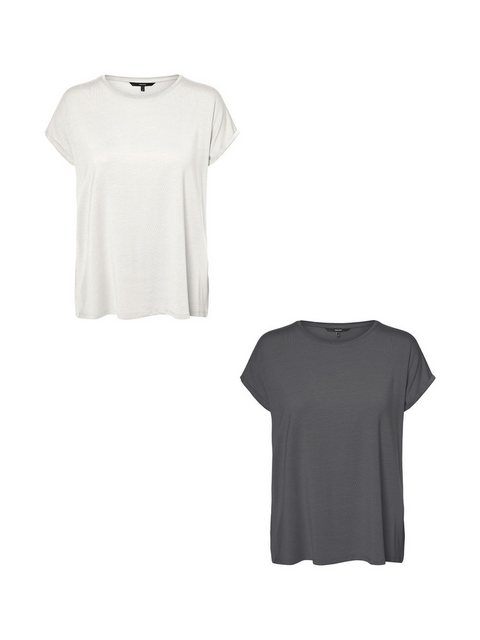 Vero Moda T-Shirt 2er-Pack T-Shirt Einfarbiges Stretch Oberteil (2-tlg) 515 günstig online kaufen