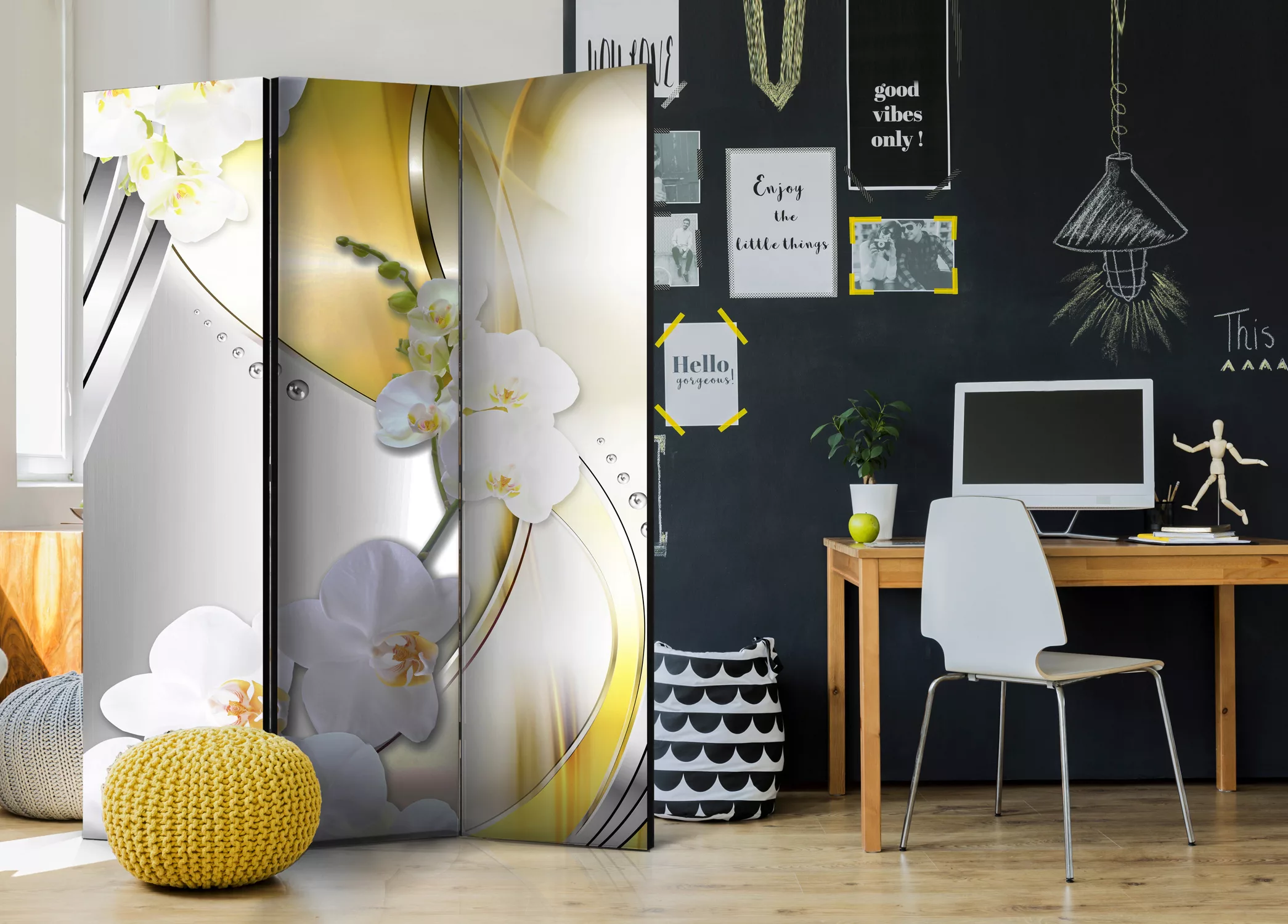 3-teiliges Paravent - Yellow Journey [room Dividers] günstig online kaufen