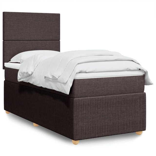 vidaXL Boxspringbett, Boxspringbett mit Matratze Dunkelbraun 80x200 cm Stof günstig online kaufen