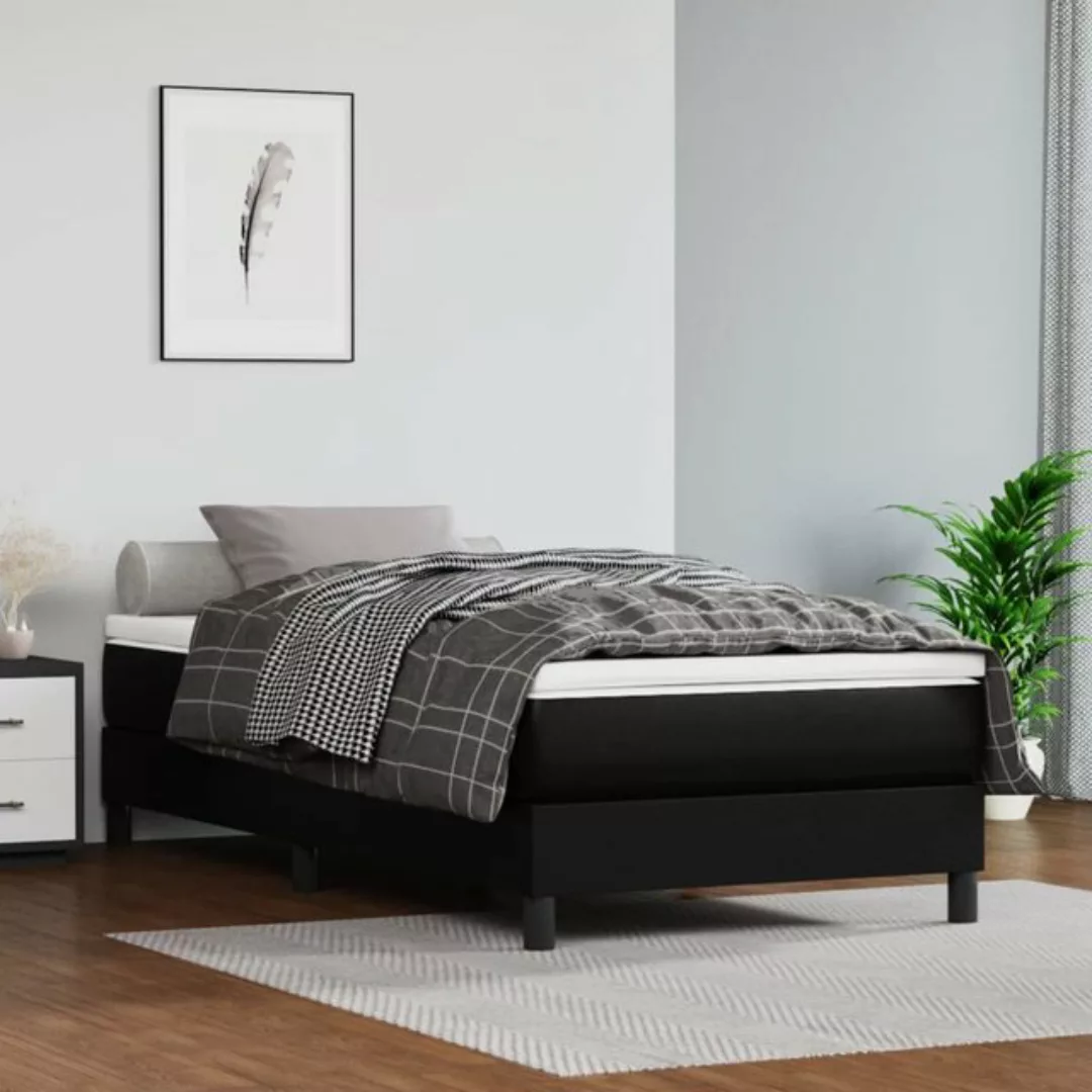 vidaXL Bettgestell Boxspringbett mit Matratze Schwarz 90x190 cm Kunstleder günstig online kaufen