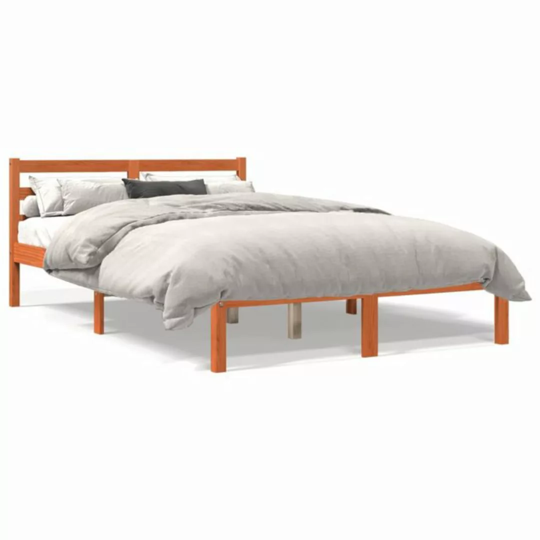 vidaXL Bettgestell Massivholzbett Wachsbraun 120x200 cm Kiefer Bett Bettges günstig online kaufen