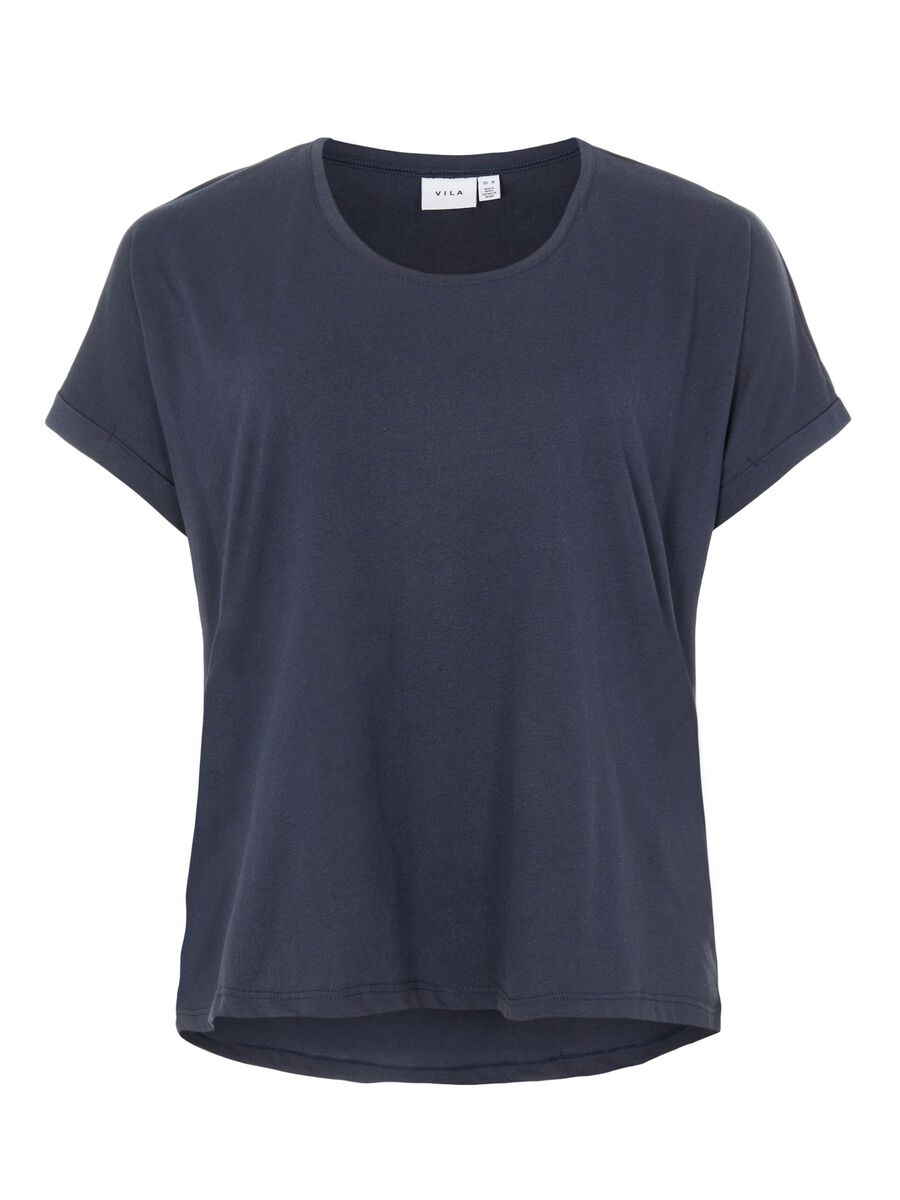VILA Curve – Basic- T-shirt Damen Blau günstig online kaufen
