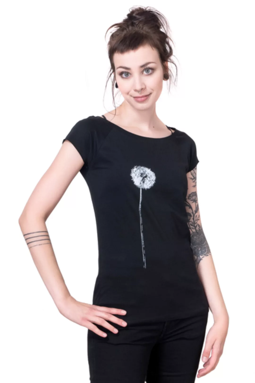 Bio-& Fair-trade-frauenshirt "Pusteblume" Schwarz günstig online kaufen
