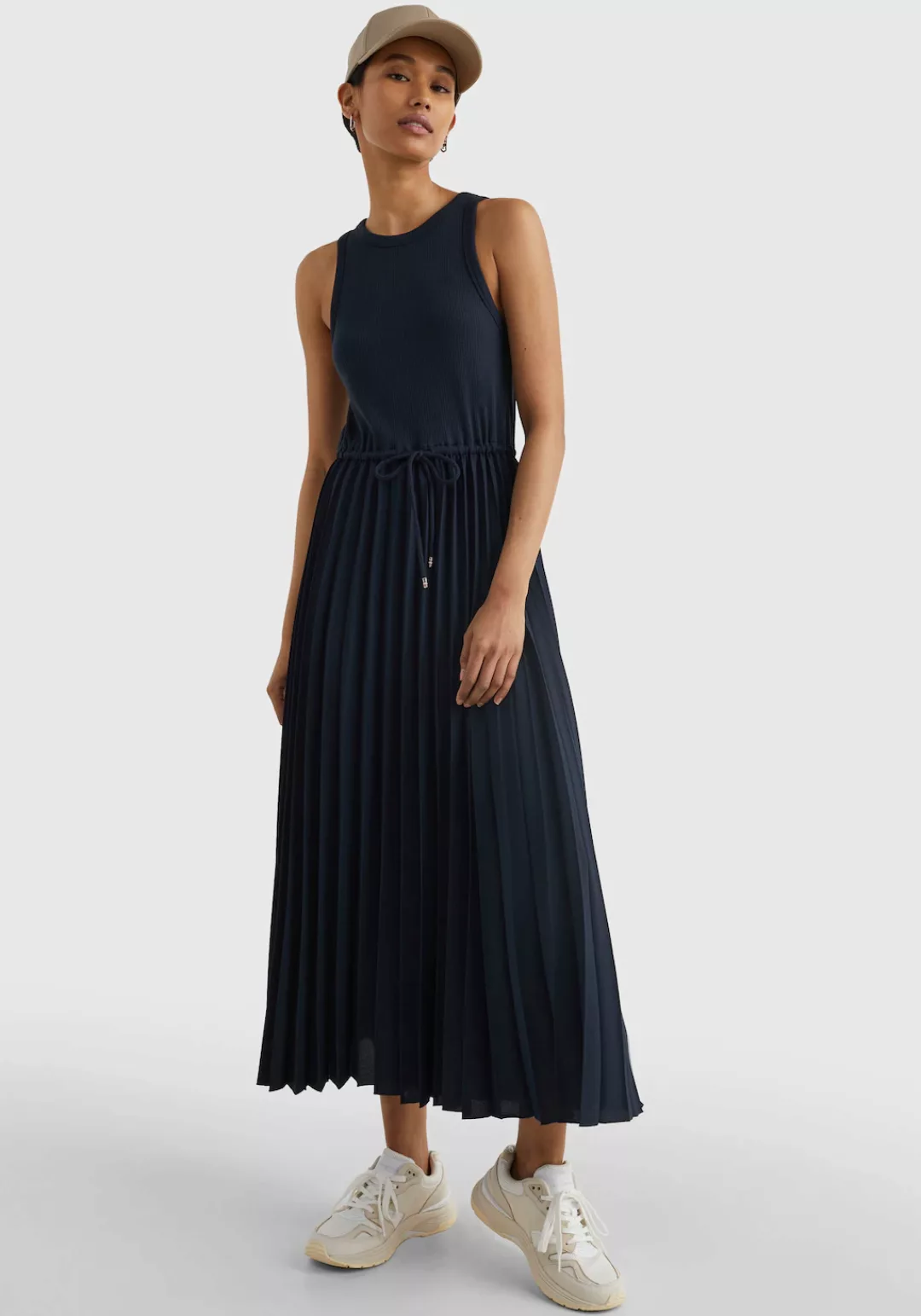 Tommy Hilfiger Midikleid "RIB TANK PLEATED DRESS MIDI NS", mit Schleifenban günstig online kaufen