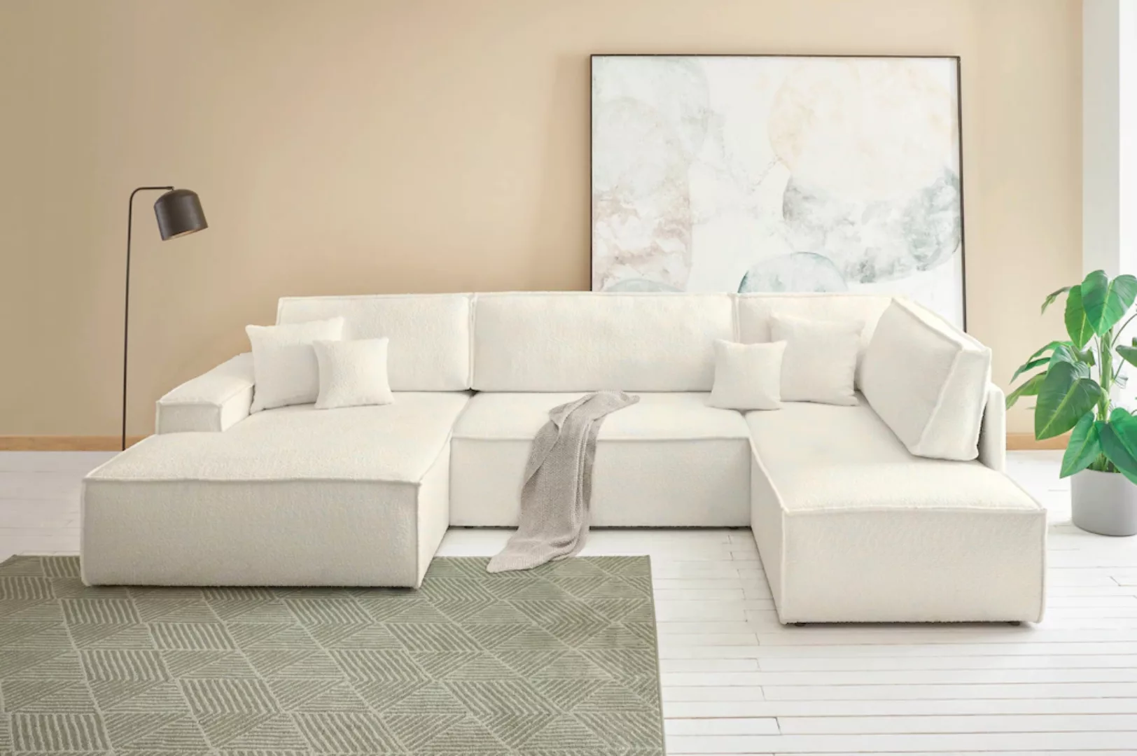 andas Wohnlandschaft "FINNLEY U-Form XXL 329 cm, Schlafsofa, Schlaffunktion günstig online kaufen