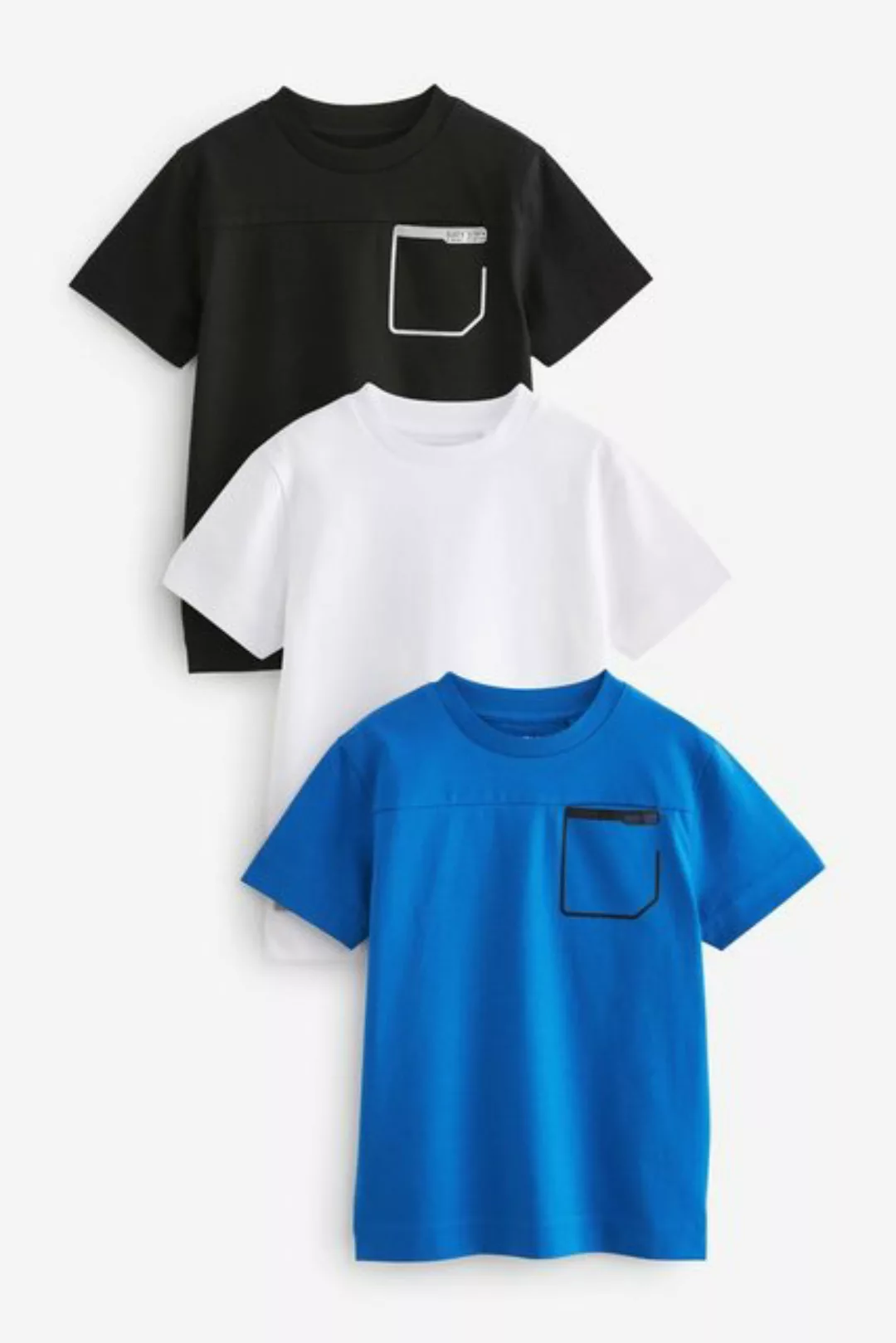 Next T-Shirt 3er-Pack Relaxed Fit T-Shirts mit Tasche (3-tlg) günstig online kaufen