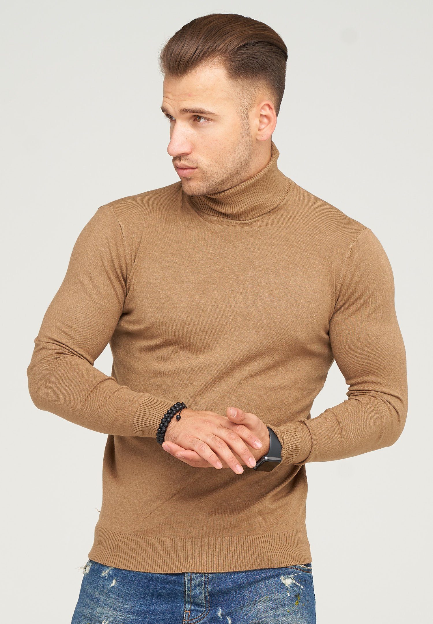 behype Rollkragenpullover "TIBERIUS", im modischen Slim Fit-Schnitt günstig online kaufen
