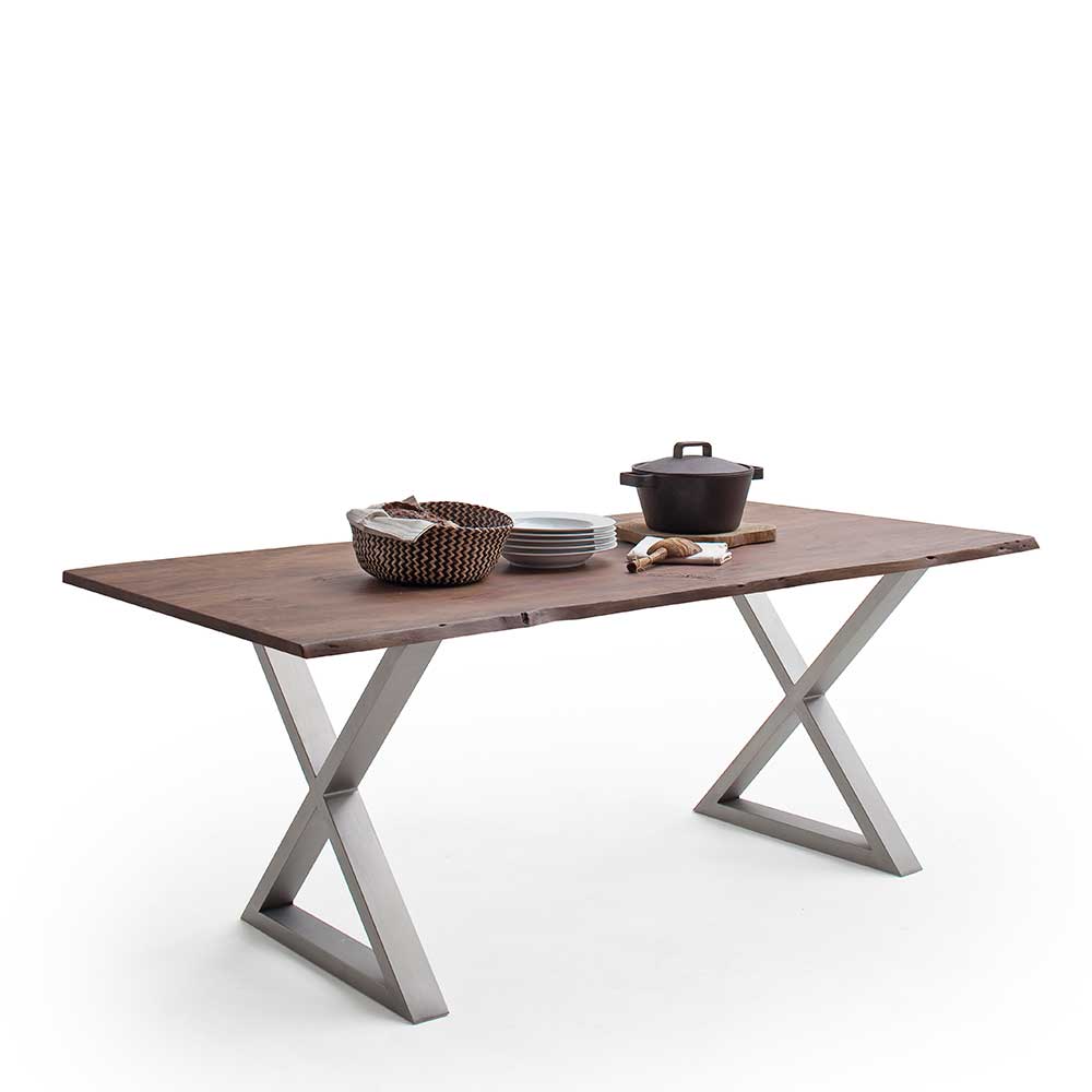 Esstisch Holztisch aus Akazie Massivholz und Edelstahl günstig online kaufen