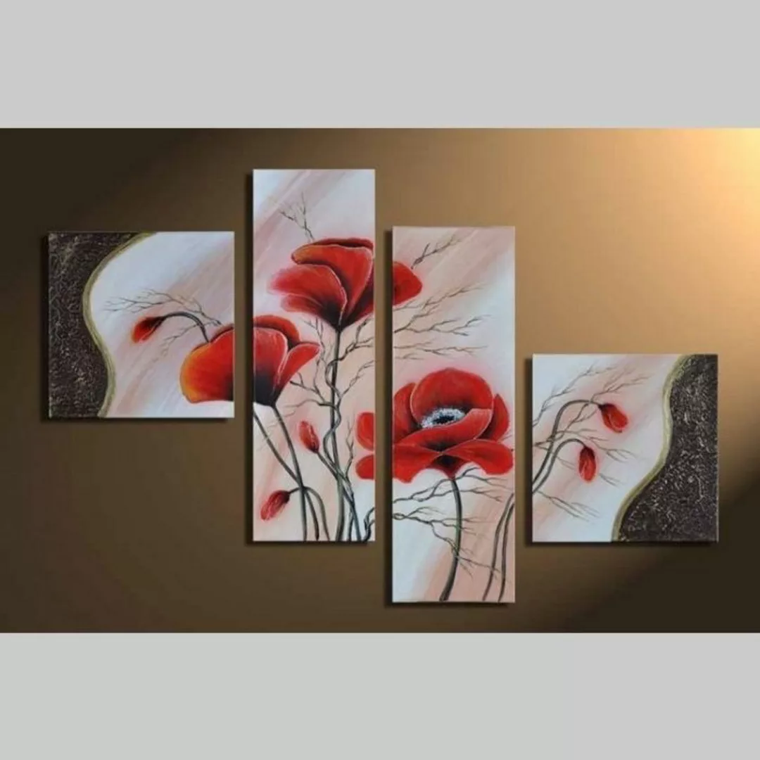 4 Leinwandbilder MOHN (3) 100 x 70cm Handgemalt günstig online kaufen