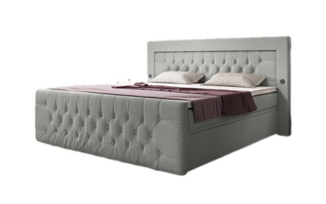 Luxusbetten24 Boxspringbett Diva Bouclé, mit USB, LED und 2 Schubladen günstig online kaufen