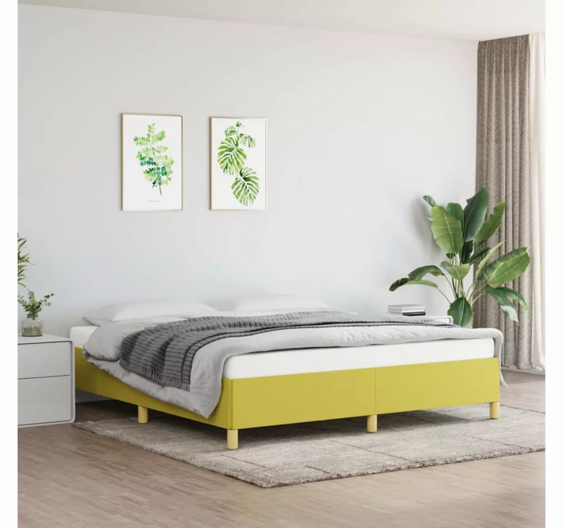 vidaXL Bett, Bettgestell ohne Matratze Grün 160x200 cm Stoff günstig online kaufen