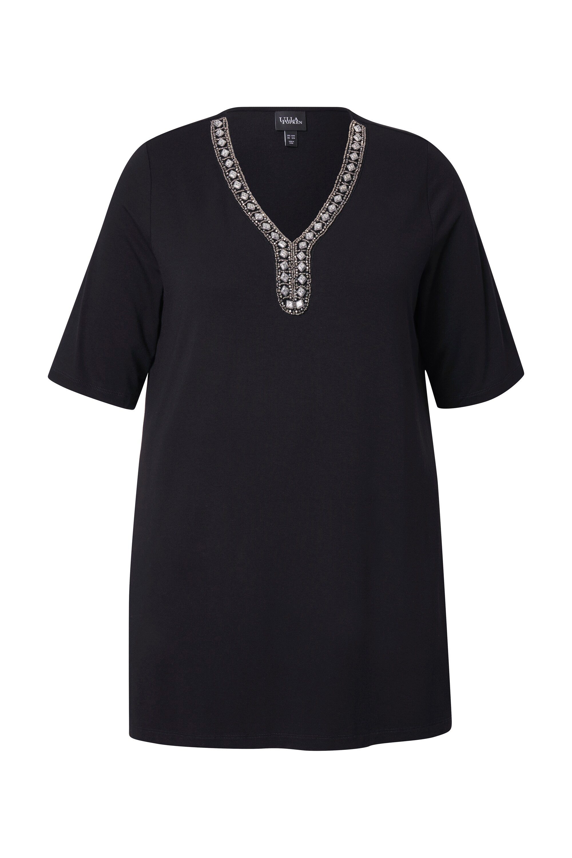 Ulla Popken T-Shirt T-Shirt Ziersteine A-Linie günstig online kaufen
