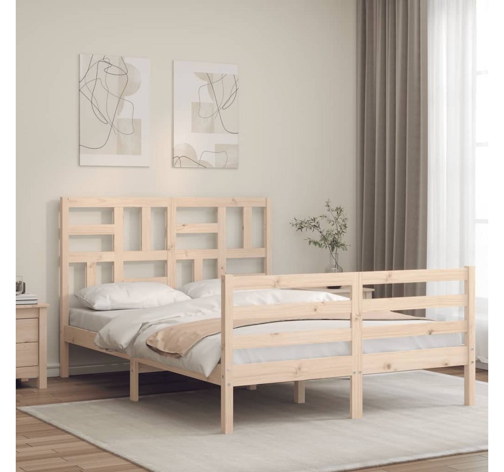 vidaXL Bett, Massivholzbett mit Kopfteil 120x200 cm günstig online kaufen