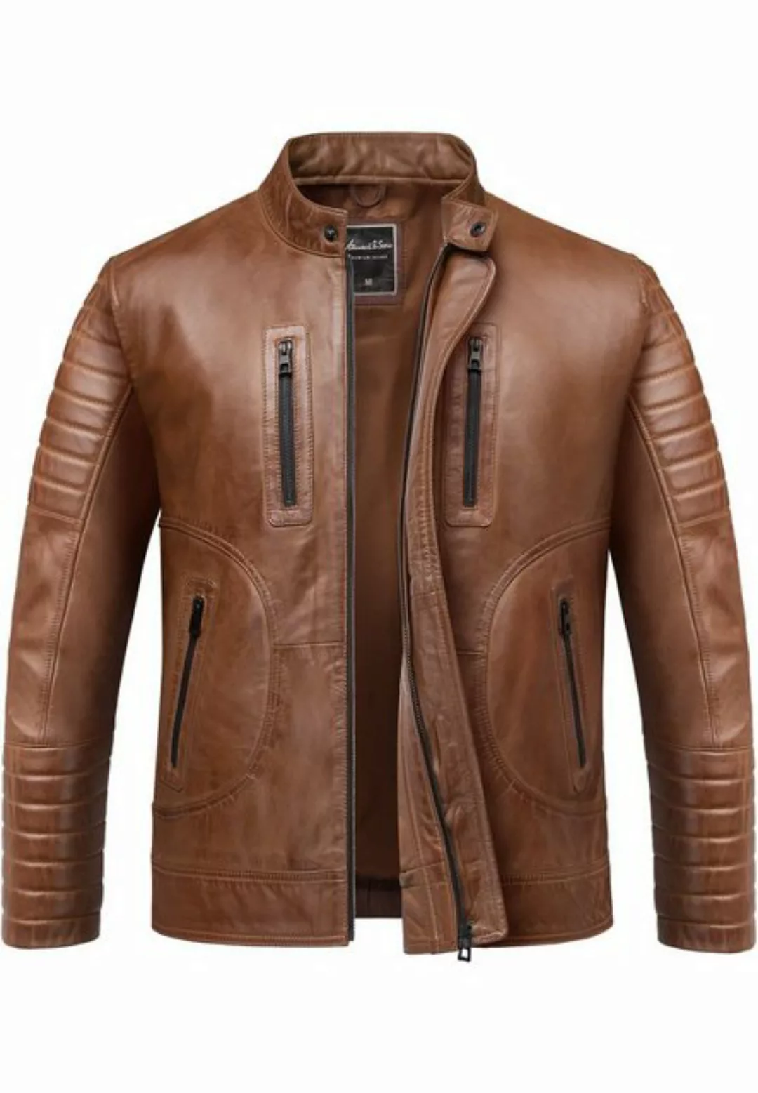 Amaci&Sons Lederjacke EUCLID Lederjacke Echtleder Herren Biker Zipper Jacke günstig online kaufen