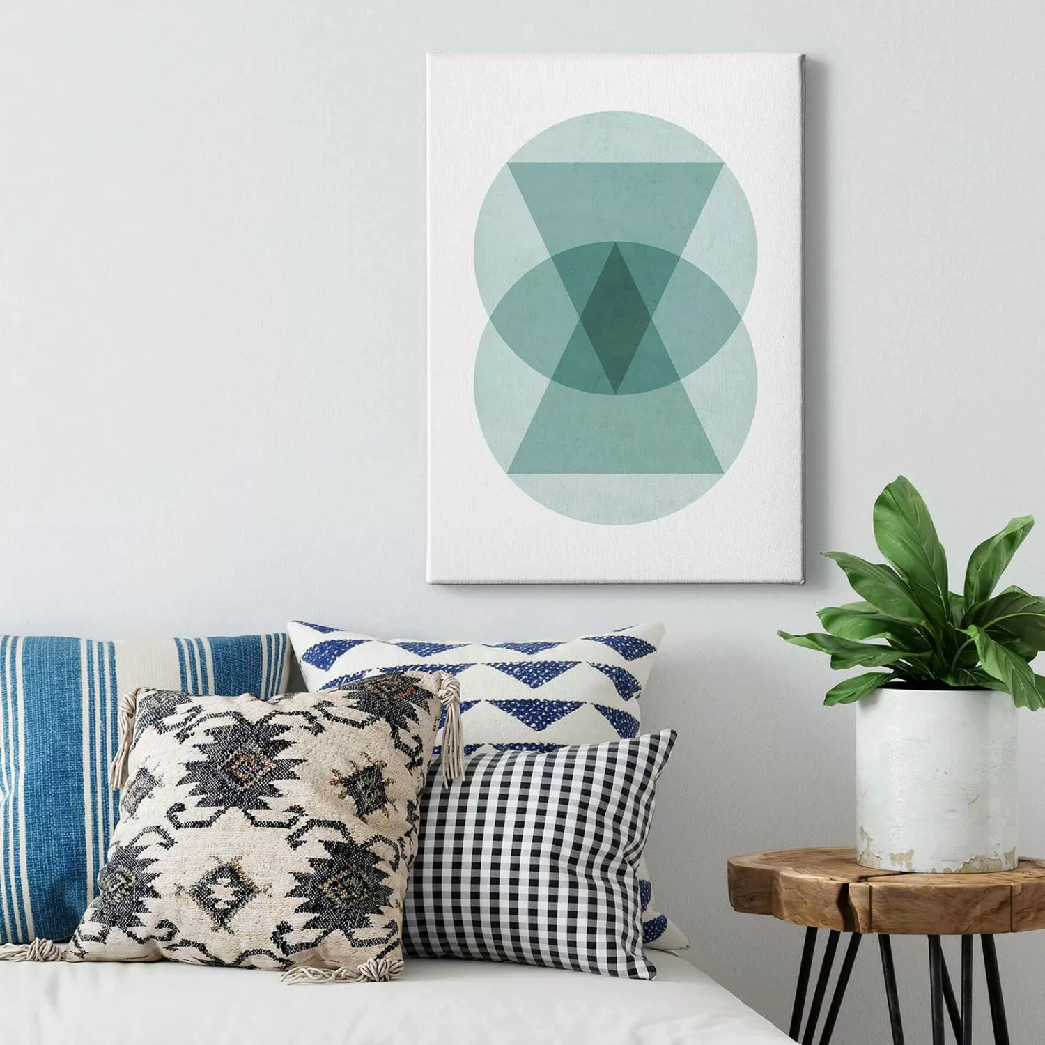 Bricoflor Geometrisches Bild Mit Dreieck Design Grafik Wandbild In Weiß Und günstig online kaufen