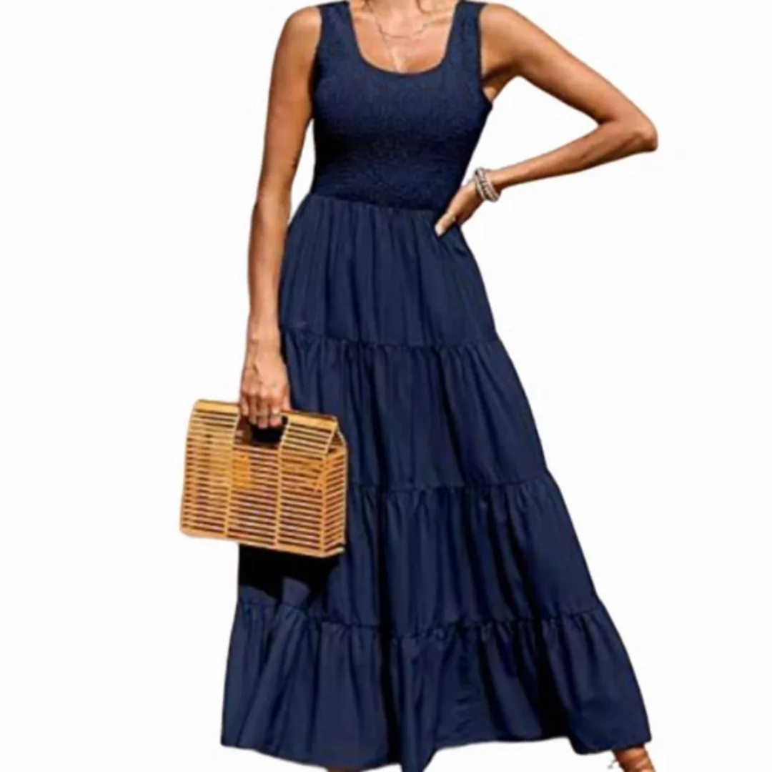 ZWY Dirndl Swing-Kleid in A-Linie mit Strapsrock und Faltennähten günstig online kaufen