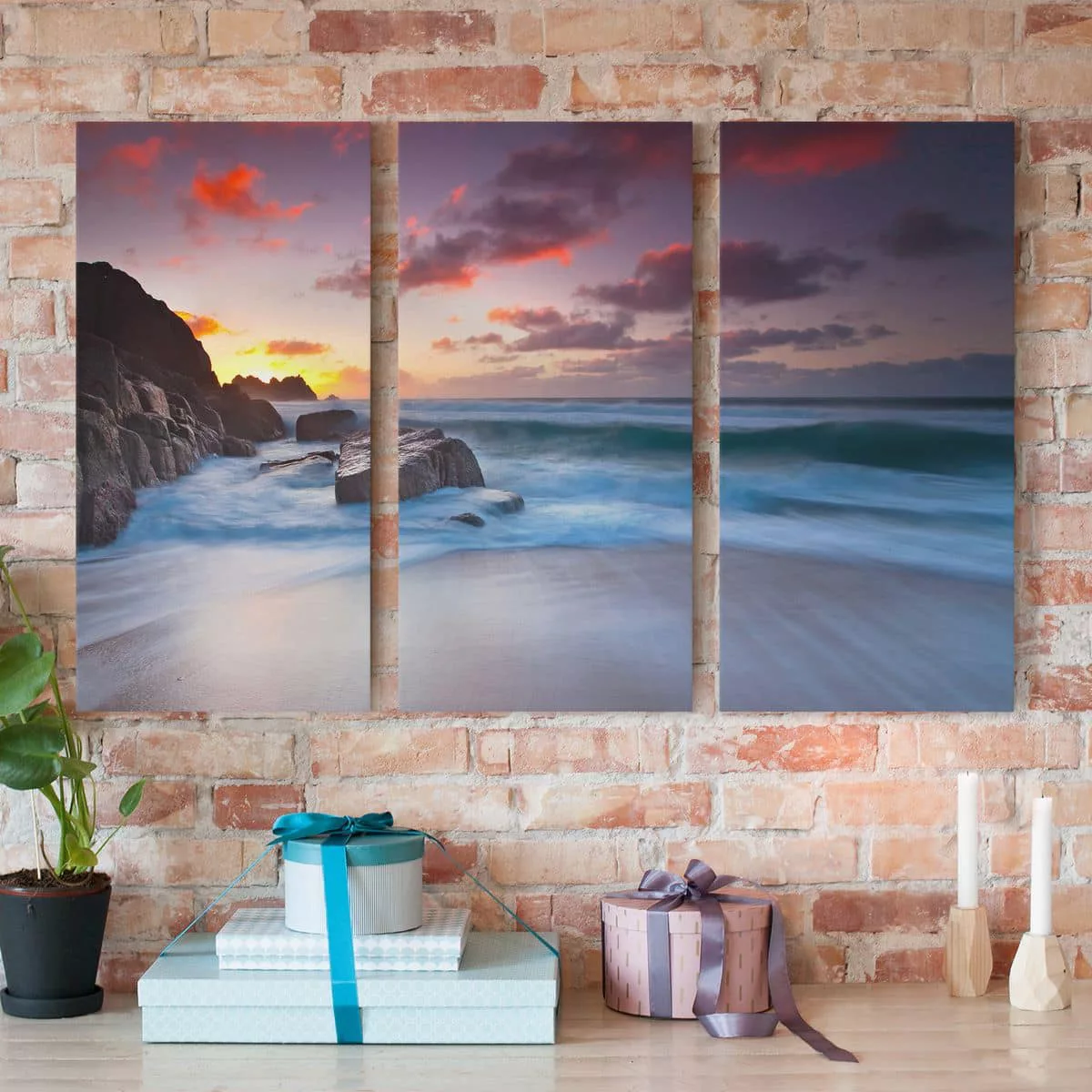 3-teiliges Leinwandbild Strand - Querformat Am Meer in Cornwall günstig online kaufen