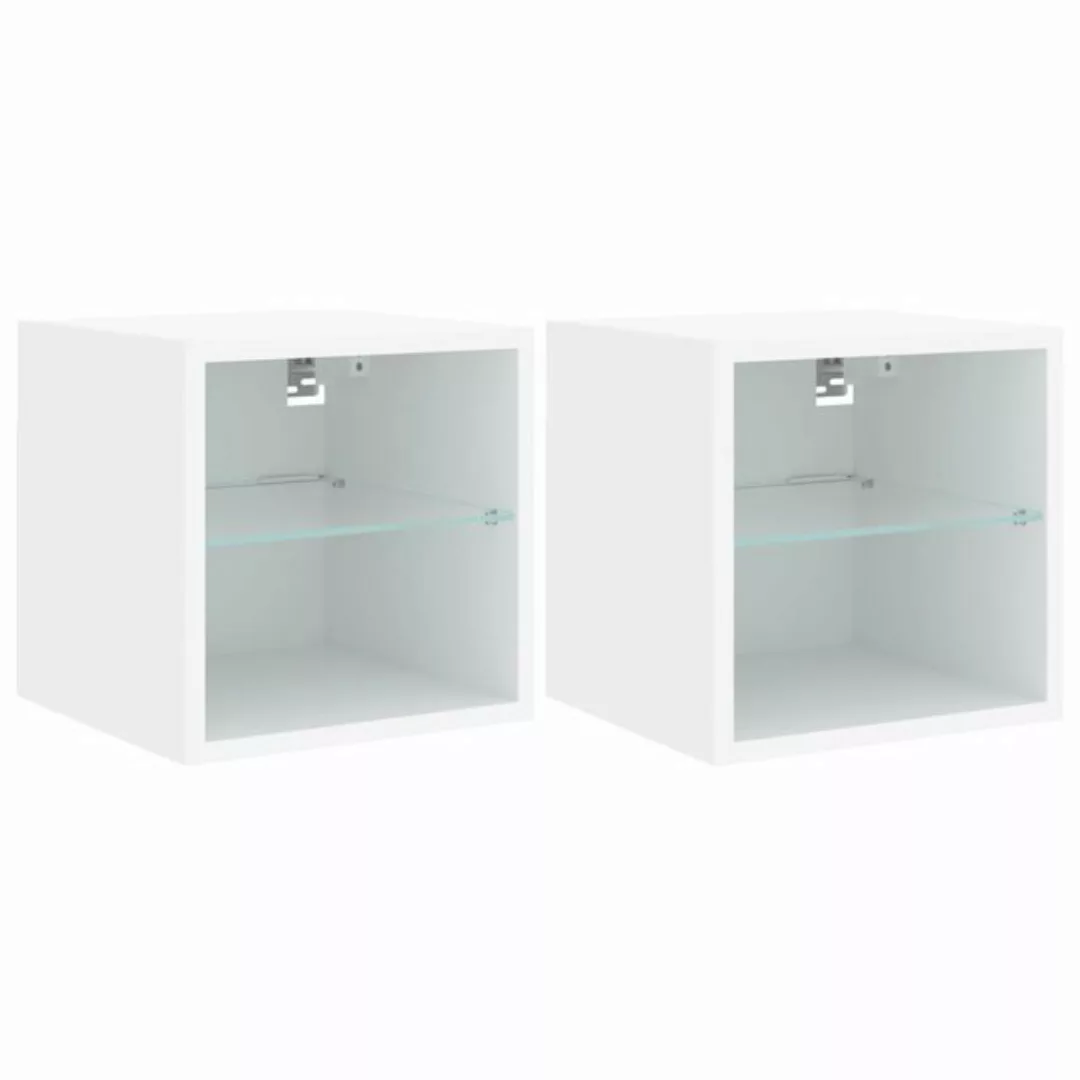 vidaXL Hängeschrank Wandschränke mit LED Leuchten 2 Stk Weiß 30x28,5x30 cm günstig online kaufen