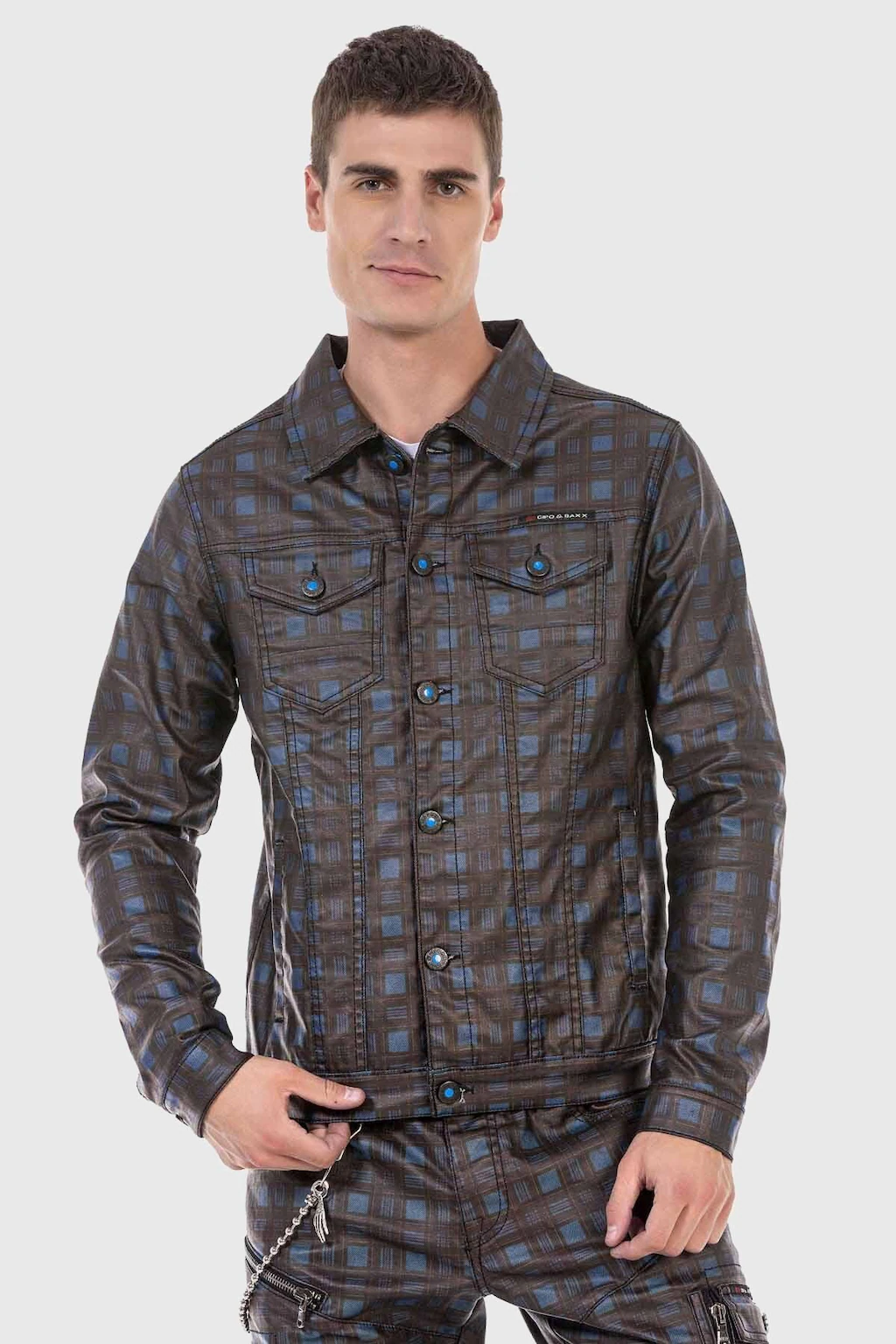 Cipo & Baxx Fieldjacket "Jacke", ohne Kapuze, mit coolem Karo-Muster günstig online kaufen