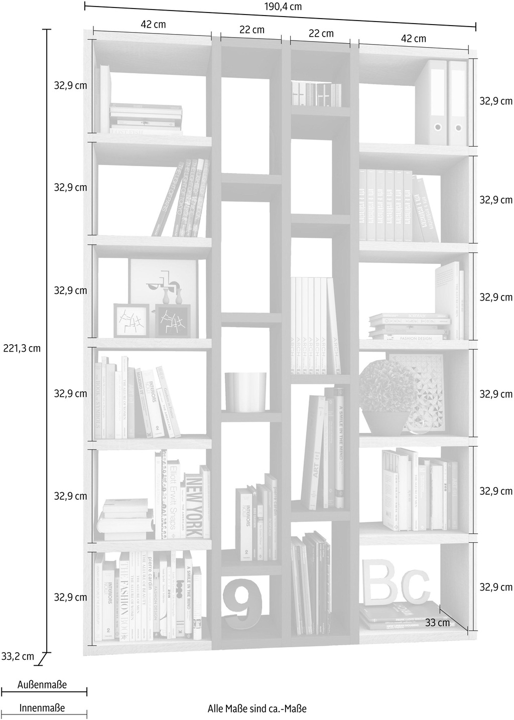 fif möbel Raumteilerregal "TOR391-3", Breite 145 cm günstig online kaufen