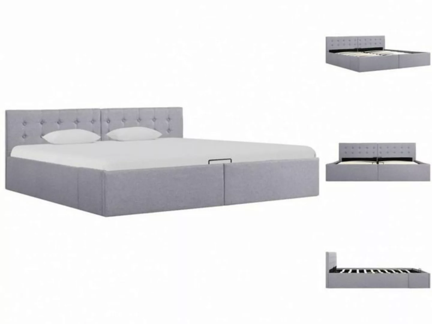 vidaXL Bettgestell Stauraumbett Hydraulisch Hellgrau Stoff 180200 cm Bett B günstig online kaufen